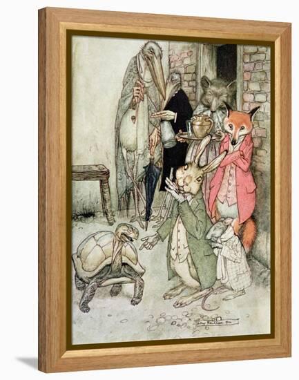 The Hare and the Tortoise, Illustration from 'Aesop's Fables', Published by Heinemann, 1912-Arthur Rackham-Framed Premier Image Canvas