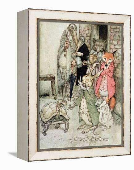 The Hare and the Tortoise, Illustration from 'Aesop's Fables', Published by Heinemann, 1912-Arthur Rackham-Framed Premier Image Canvas