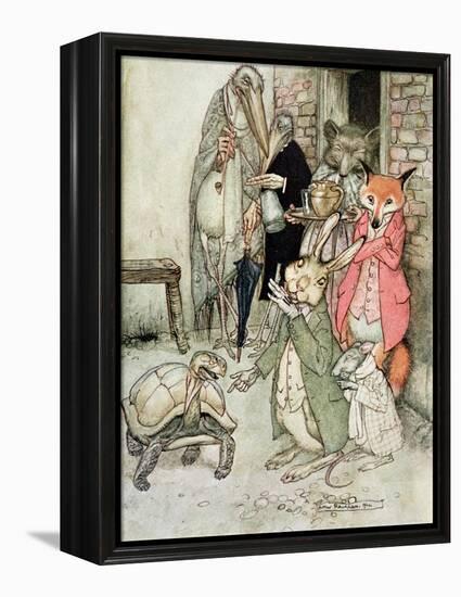 The Hare and the Tortoise, Illustration from 'Aesop's Fables', Published by Heinemann, 1912-Arthur Rackham-Framed Premier Image Canvas