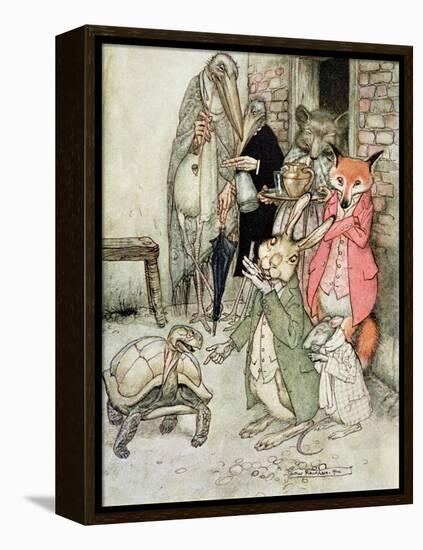 The Hare and the Tortoise, Illustration from 'Aesop's Fables', Published by Heinemann, 1912-Arthur Rackham-Framed Premier Image Canvas