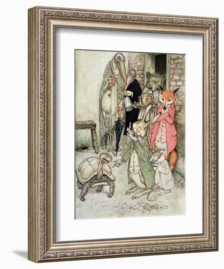 The Hare and the Tortoise, Illustration from 'Aesop's Fables', Published by Heinemann, 1912-Arthur Rackham-Framed Giclee Print