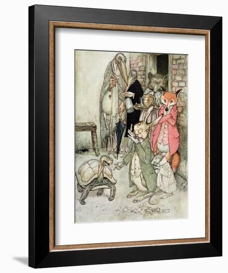 The Hare and the Tortoise, Illustration from 'Aesop's Fables', Published by Heinemann, 1912-Arthur Rackham-Framed Giclee Print