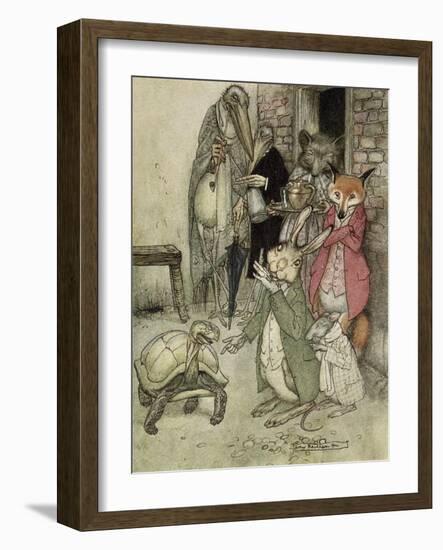 The Hare and the Tortoise-Arthur Rackham-Framed Giclee Print