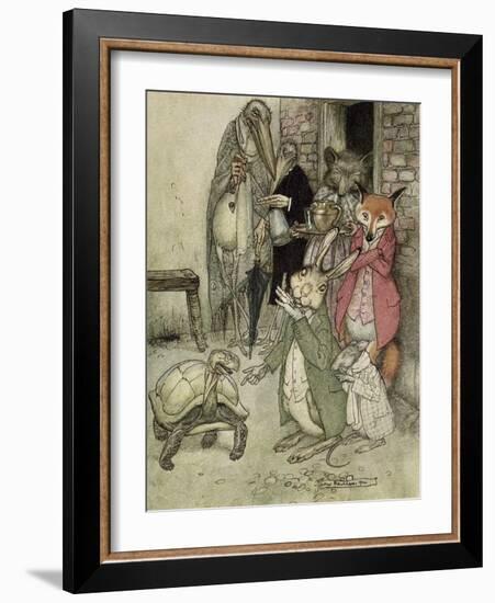 The Hare and the Tortoise-Arthur Rackham-Framed Giclee Print