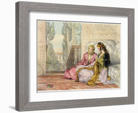 The Harem, Plate 1 from Illustrations of Constantinople, Engraved by the Artist, 1837-John Frederick Lewis-Framed Giclee Print