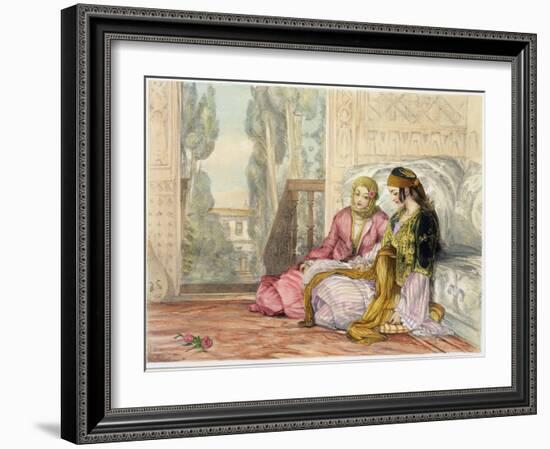 The Harem, Plate 1 from Illustrations of Constantinople, Engraved by the Artist, 1837-John Frederick Lewis-Framed Giclee Print
