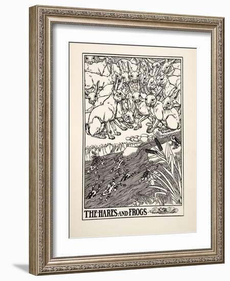 The Hares and Frogs,From A Hundred Fables of Aesop, Pub.1903 (Engraving)-Percy James Billinghurst-Framed Giclee Print