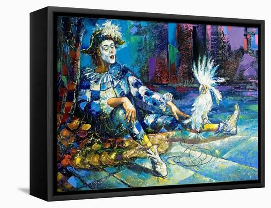 The Harlequin And A White Parrot-balaikin2009-Framed Stretched Canvas