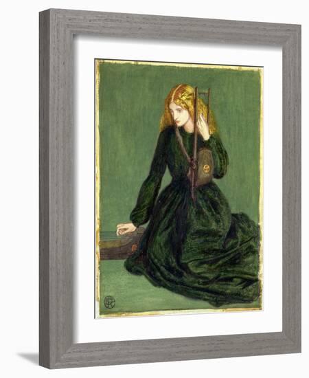 The Harp Player, a Study of Annie Miller, 1872 (W/C and Gouache)-Dante Gabriel Rossetti-Framed Giclee Print