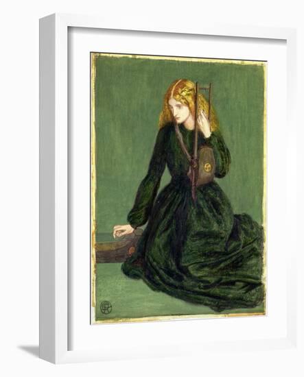 The Harp Player, a Study of Annie Miller, 1872 (W/C and Gouache)-Dante Gabriel Rossetti-Framed Giclee Print
