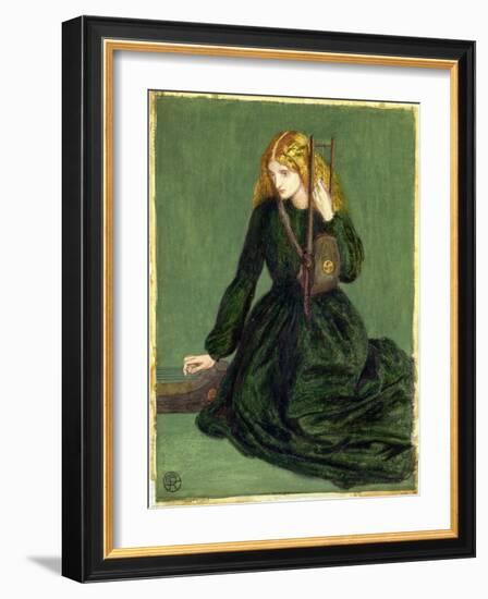 The Harp Player, a Study of Annie Miller, 1872 (W/C and Gouache)-Dante Gabriel Rossetti-Framed Giclee Print