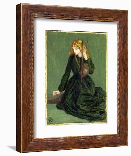 The Harp Player, a Study of Annie Miller, 1872 (W/C and Gouache)-Dante Gabriel Rossetti-Framed Giclee Print