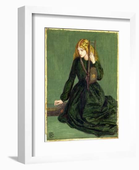 The Harp Player, a Study of Annie Miller, 1872 (W/C and Gouache)-Dante Gabriel Rossetti-Framed Giclee Print