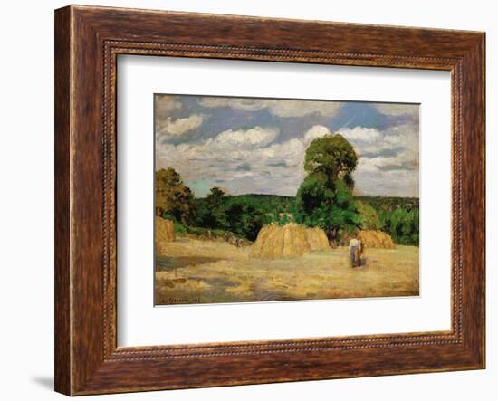 The Harvest, c.1876-Camille Pissarro-Framed Art Print