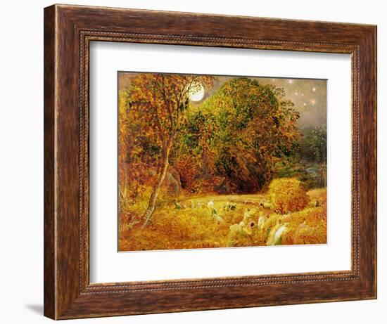 The Harvest Moon, 1833 (Oil on Paper Laid on Panel)-Samuel Palmer-Framed Premium Giclee Print