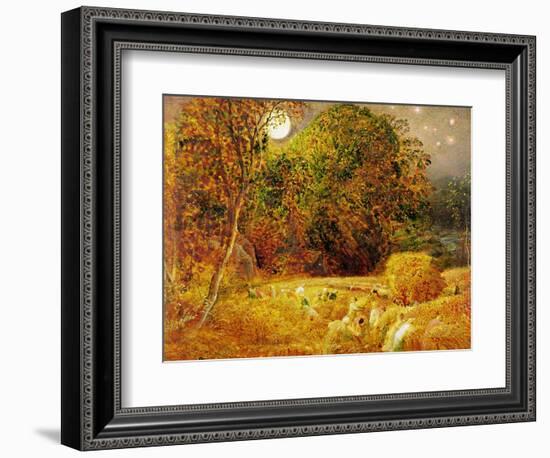 The Harvest Moon, 1833 (Oil on Paper Laid on Panel)-Samuel Palmer-Framed Premium Giclee Print