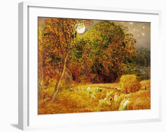 The Harvest Moon, 1833 (Oil on Paper Laid on Panel)-Samuel Palmer-Framed Giclee Print