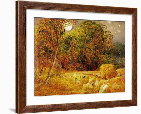 The Harvest Moon, 1833 (Oil on Paper Laid on Panel)-Samuel Palmer-Framed Giclee Print