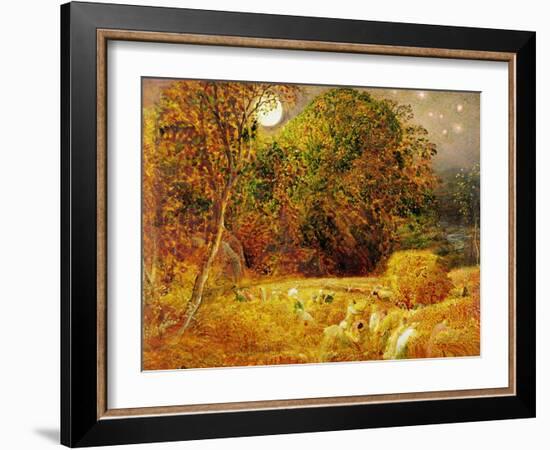 The Harvest Moon, 1833 (Oil on Paper Laid on Panel)-Samuel Palmer-Framed Giclee Print