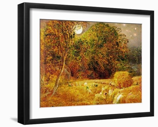 The Harvest Moon, 1833 (Oil on Paper Laid on Panel)-Samuel Palmer-Framed Giclee Print