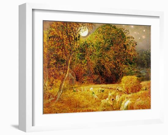 The Harvest Moon, 1833 (Oil on Paper Laid on Panel)-Samuel Palmer-Framed Giclee Print