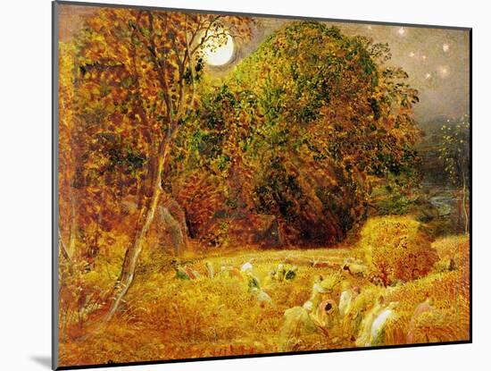 The Harvest Moon, 1833 (Oil on Paper Laid on Panel)-Samuel Palmer-Mounted Giclee Print