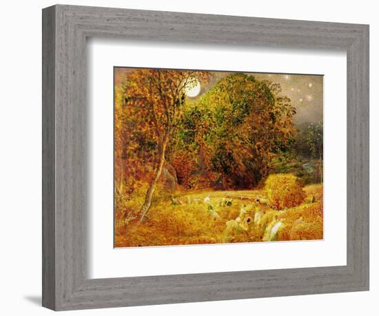 The Harvest Moon, 1833 (Oil on Paper Laid on Panel)-Samuel Palmer-Framed Giclee Print