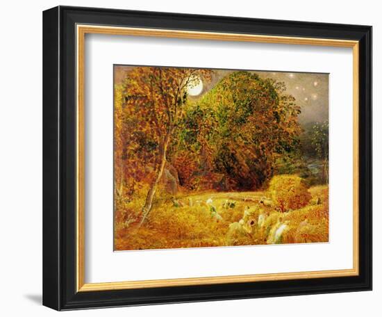 The Harvest Moon, 1833 (Oil on Paper Laid on Panel)-Samuel Palmer-Framed Giclee Print