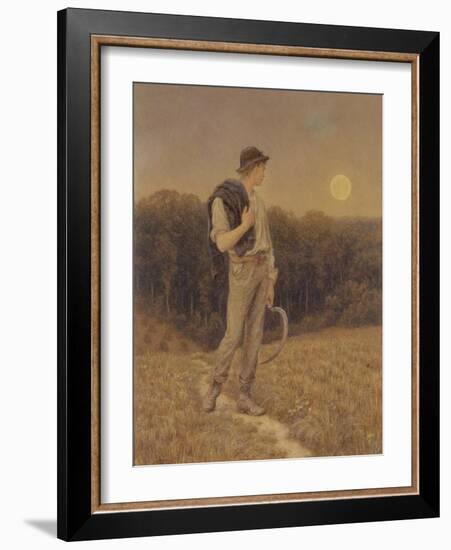 The Harvest Moon, 'Globed in Mellow Splendour', 1879 (W/C and Gouache on Paper) (See also 283763)-Helen Allingham-Framed Giclee Print