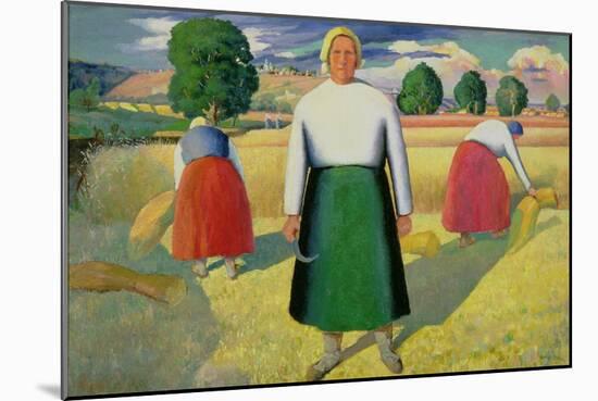 The Harvesters, 1909-10-Kasimir Malevich-Mounted Giclee Print