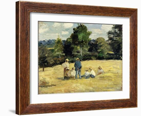 The Harvesters Rest, Montfoucault; Le Repos Des Moissoneurs, Monfoucault, 1875-Camille Pissarro-Framed Giclee Print