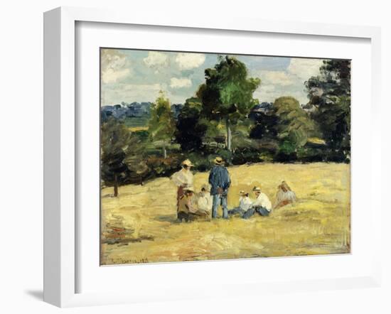 The Harvesters Rest, Montfoucault; Le Repos Des Moissoneurs, Monfoucault, 1875-Camille Pissarro-Framed Giclee Print