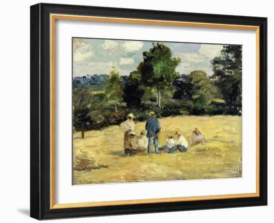 The Harvesters Rest, Montfoucault; Le Repos Des Moissoneurs, Monfoucault, 1875-Camille Pissarro-Framed Giclee Print