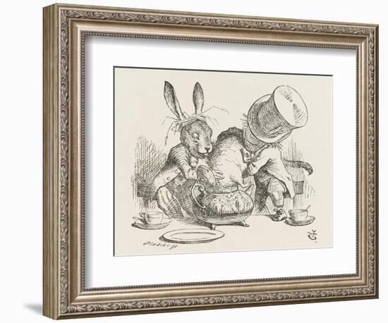 The Hatter's Mad Tea Party the Hatter and the Hare Put the Dormouse in the Tea-Pot-John Tenniel-Framed Photographic Print