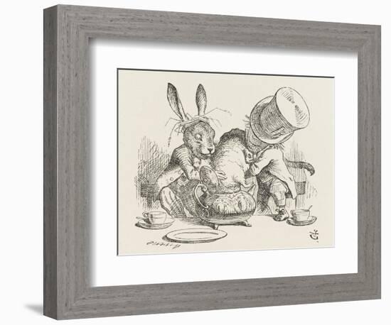 The Hatter's Mad Tea Party the Hatter and the Hare Put the Dormouse in the Tea-Pot-John Tenniel-Framed Photographic Print