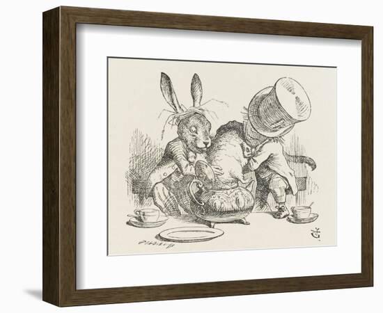 The Hatter's Mad Tea Party the Hatter and the Hare Put the Dormouse in the Tea-Pot-John Tenniel-Framed Photographic Print