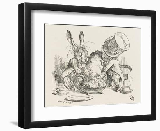 The Hatter's Mad Tea Party the Hatter and the Hare Put the Dormouse in the Tea-Pot-John Tenniel-Framed Photographic Print