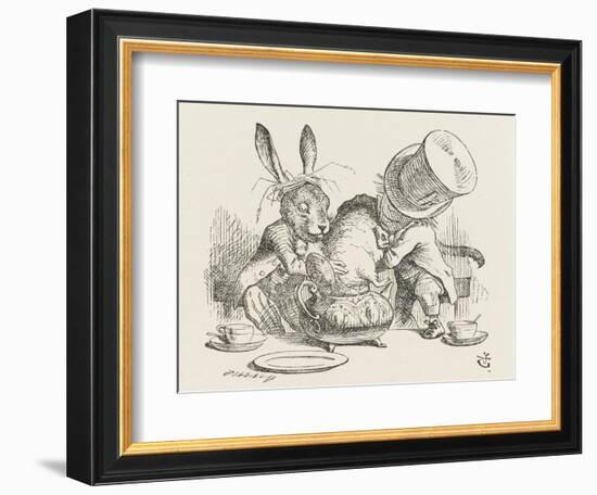 The Hatter's Mad Tea Party the Hatter and the Hare Put the Dormouse in the Tea-Pot-John Tenniel-Framed Photographic Print