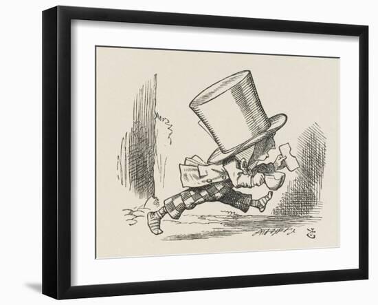 The Hatter Tea and Bread in Hand Runs off Without His Shoes-John Tenniel-Framed Art Print