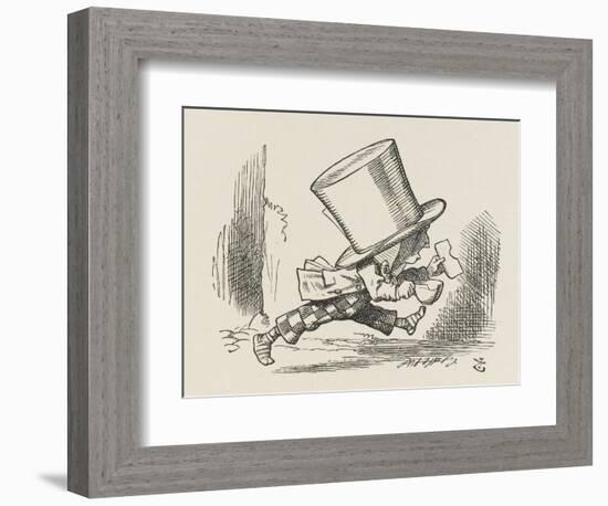 The Hatter Tea and Bread in Hand Runs off Without His Shoes-John Tenniel-Framed Art Print