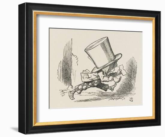 The Hatter Tea and Bread in Hand Runs off Without His Shoes-John Tenniel-Framed Art Print