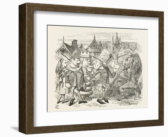 The Hatter with Alice the White King the Rabbit Messenger and the Lion-John Tenniel-Framed Photographic Print