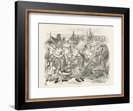 The Hatter with Alice the White King the Rabbit Messenger and the Lion-John Tenniel-Framed Photographic Print