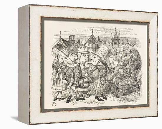 The Hatter with Alice the White King the Rabbit Messenger and the Lion-John Tenniel-Framed Premier Image Canvas