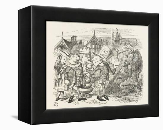 The Hatter with Alice the White King the Rabbit Messenger and the Lion-John Tenniel-Framed Premier Image Canvas