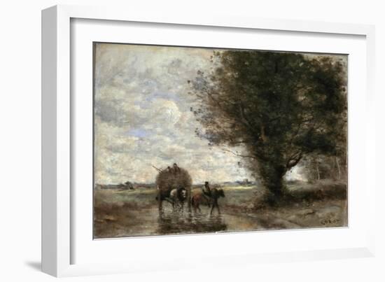 The Haycart, 1865-1870-Jean-Baptiste-Camille Corot-Framed Giclee Print