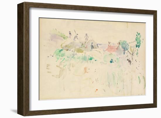 The Haystacks in Jersey, 1886 (W/C on Paper)-Berthe Morisot-Framed Giclee Print