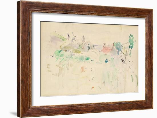 The Haystacks in Jersey, 1886 (W/C on Paper)-Berthe Morisot-Framed Giclee Print