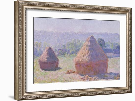 The Haystacks, or the End of the Summer, at Giverny, 1891-Claude Monet-Framed Giclee Print