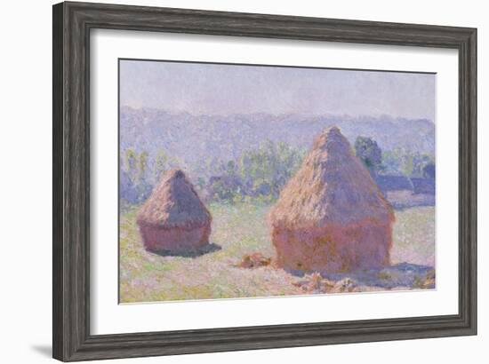 The Haystacks, or the End of the Summer, at Giverny, 1891-Claude Monet-Framed Giclee Print